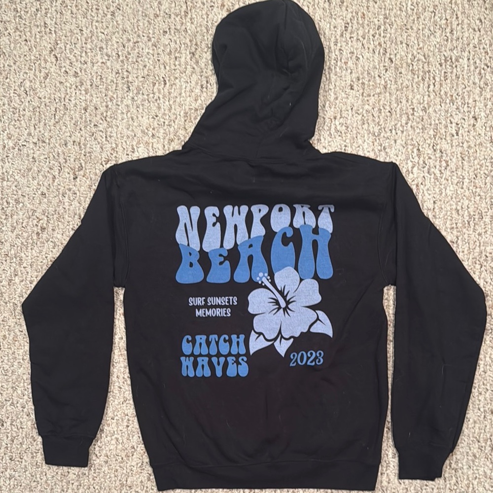 Gildan Black Hoodie with Blue Graphic